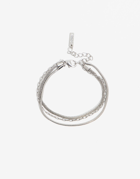 Pulseras Flexibles Sets Metal Pulsera Triple Cadena - Plateado Rodio