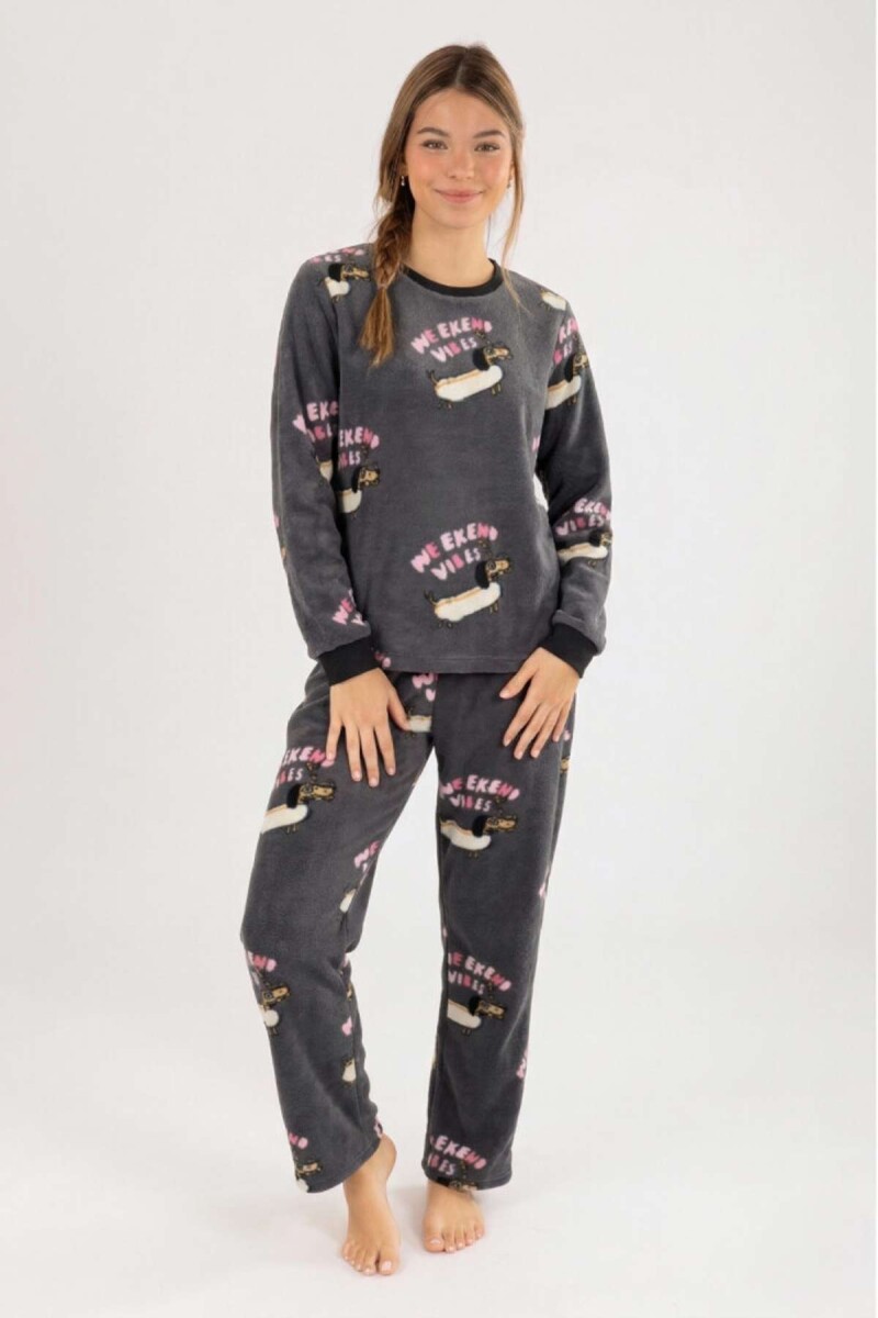 Pijama polar salchicha - Gris oscuro 
