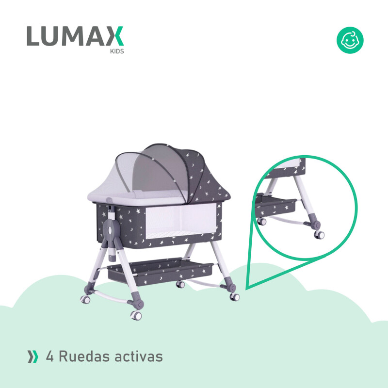 Cuna Colecho Moises con Ruedas y Mosquitero Bebe Gris oscuro