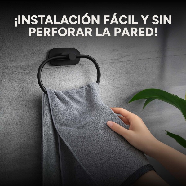 Juego De Accesorio P/ Baño Ducha Set 4 Piezas Autoadhesivo Color Variante Negro