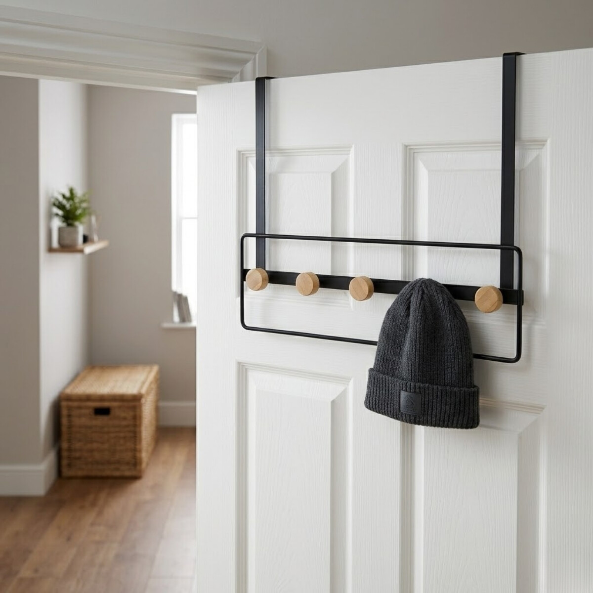 Perchero para puertas 5 colgadores - NEGRO 