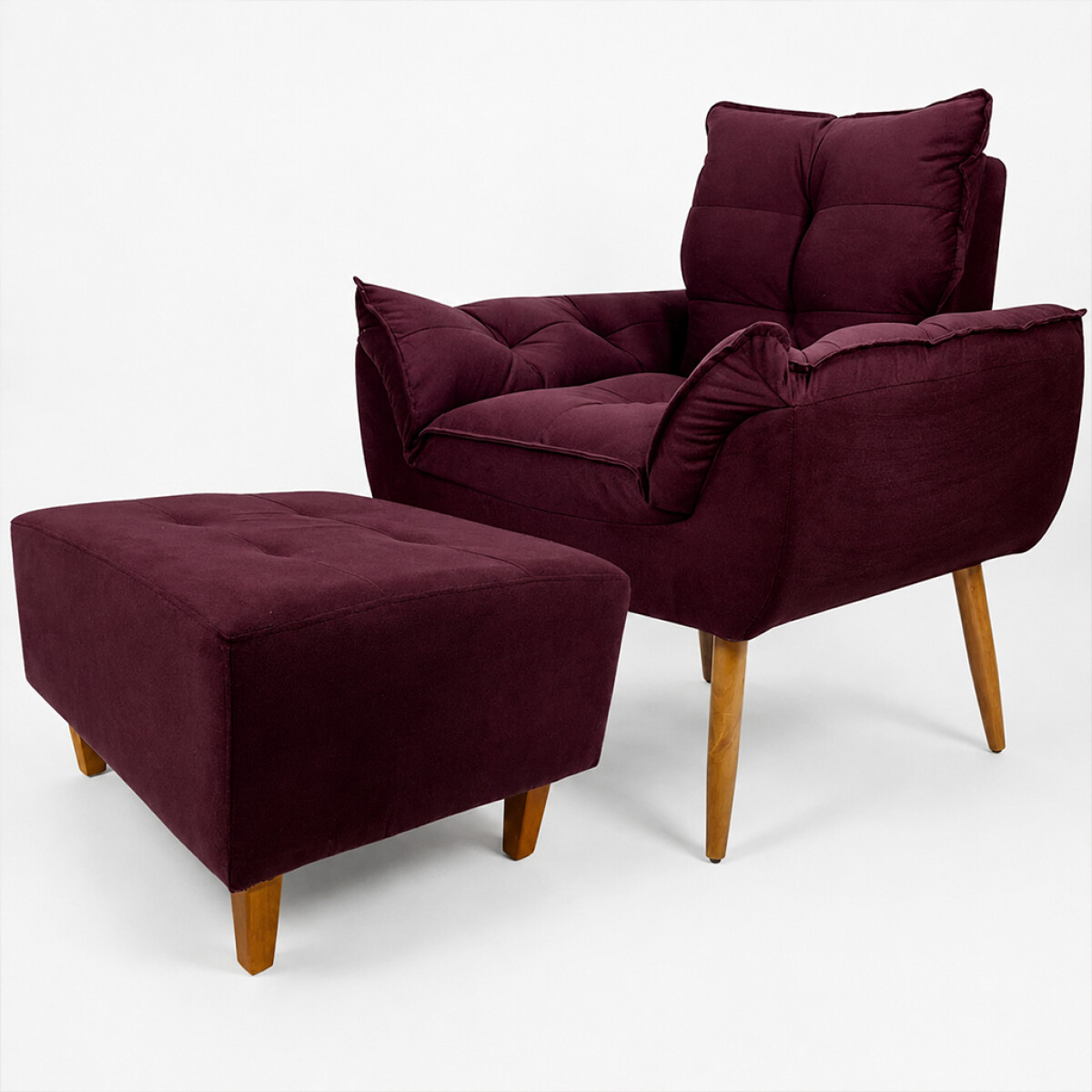 Juego De Living Sillón con puff - Bordó 