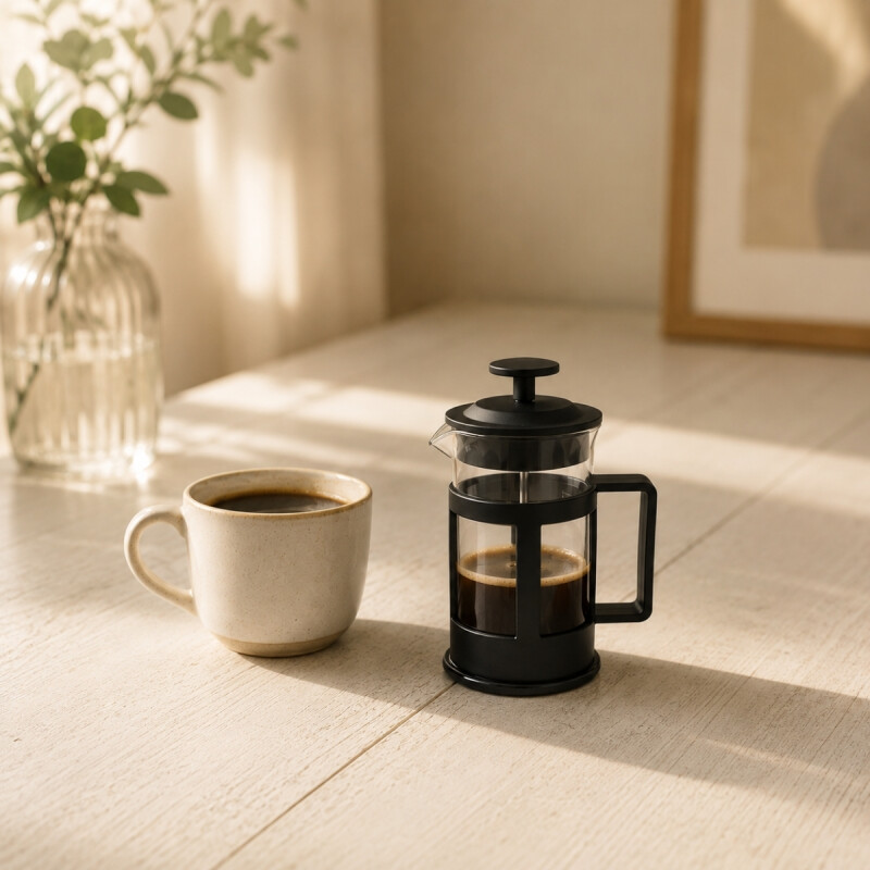 Cafetera francesa de vidrio y plástico 350 ml NEGRO