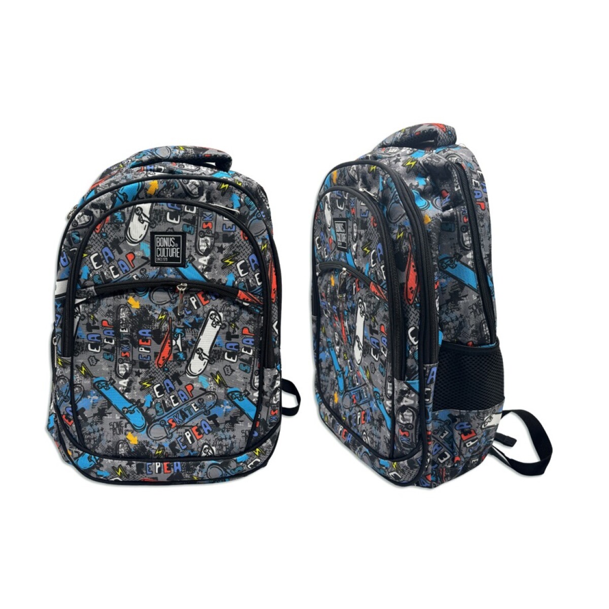 Mochila Bonus Culture 3 Cierres Bolsillo Skate and Repeat 