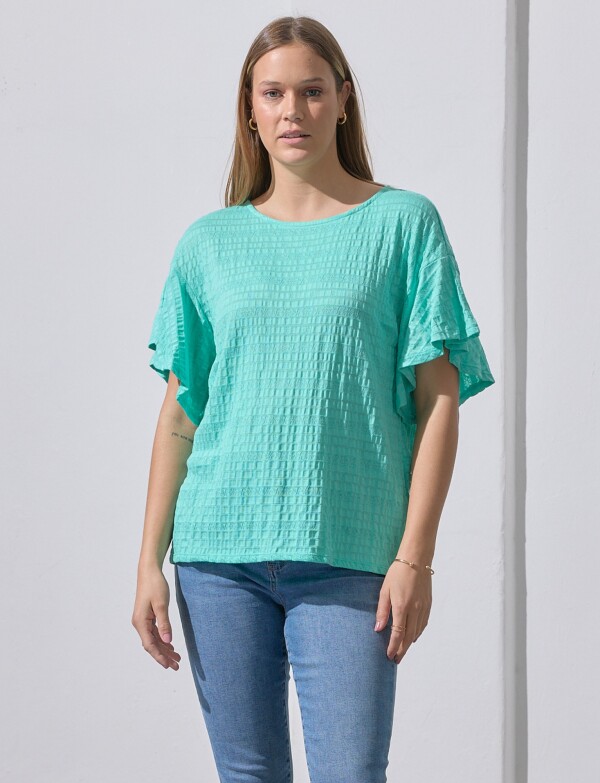 Blusa Punto Smocked VERDE AGUA