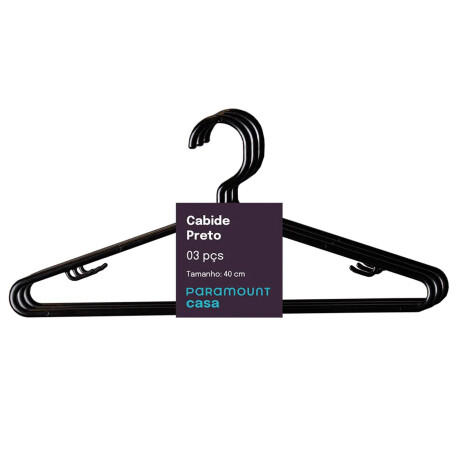 Set X3 Perchas Paramount 40cm en Plástico para Colgar Ropa Negro