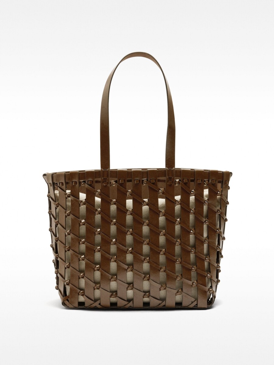 Bolso Shopper Trenzado Con Nudos marron