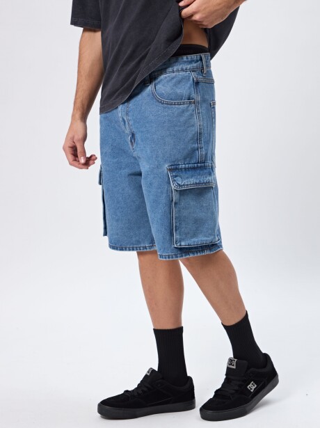 BERMUDA CARGO ROLL AZUL MEDIO JEAN