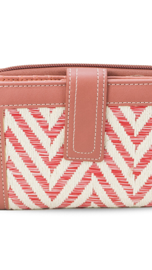 BILLETERA AGNES ZIGZAG CRUDO Y CORAL