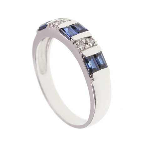 Anillo en oro blanco 18k con brillantes y zafiros azules N8889W Anillo en oro blanco 18k con brillantes y zafiros azules N8889W