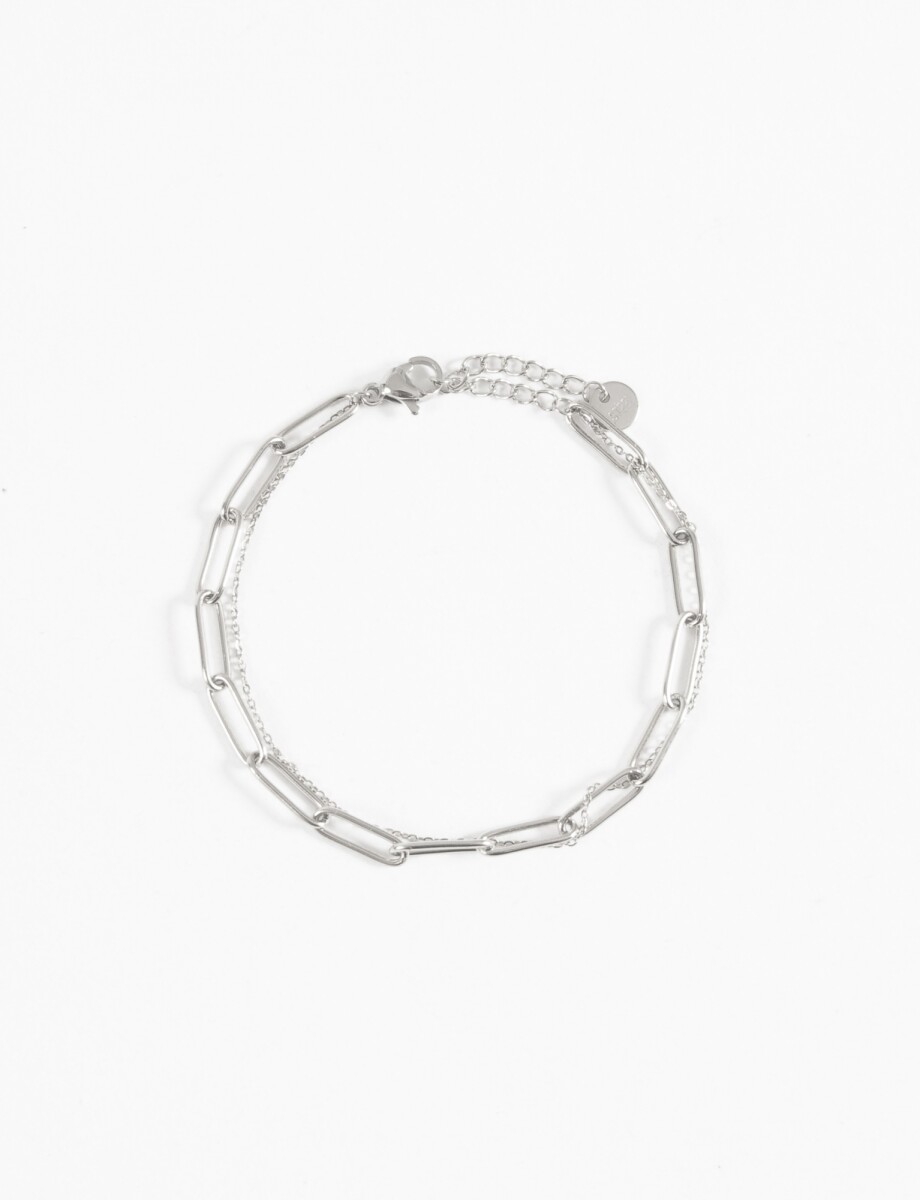 Pulsera de acero doble cadena - plateado 