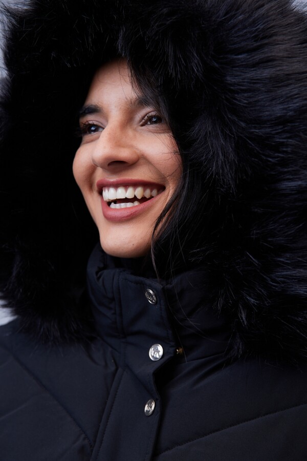 Campera Abrigo Faux Fur NEGRO