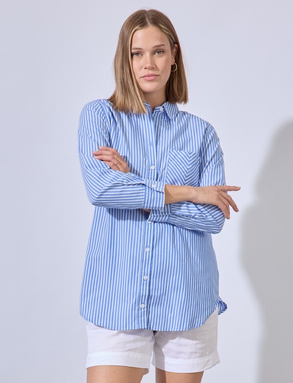 Camisa Lineas AZUL/BLANCO