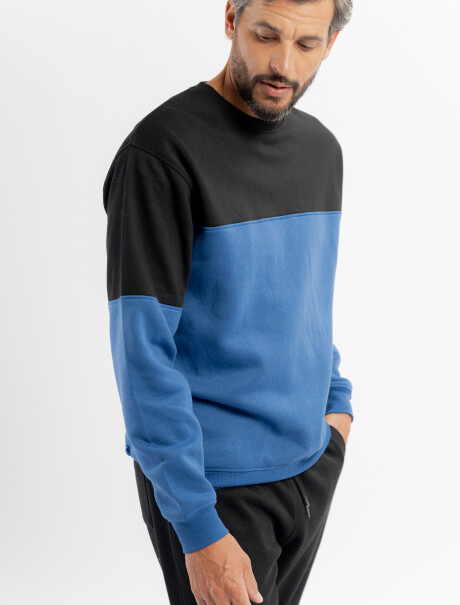 Buzo felpa combinado azul