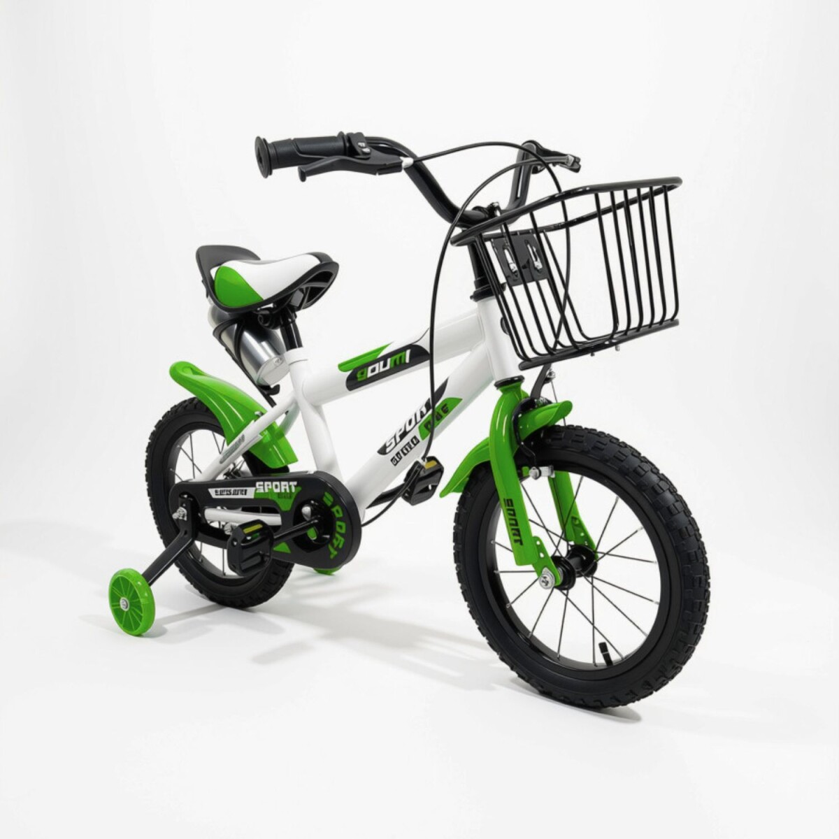 Bicicleta Rodado 12 Con Canasto Y Caramañola Niño Niña - Verde 