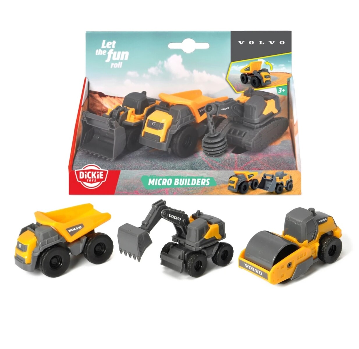 DICKIE VOLVO PACK X 3 VEHICULOS DE CONSTRUCCION 