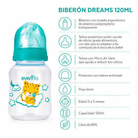 Mamadera Evenflo Dreams Bebés 0-3M 120Ml Tetina Flujo Lento Verde
