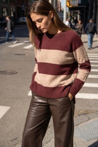 Sweater Rayado Bordeaux