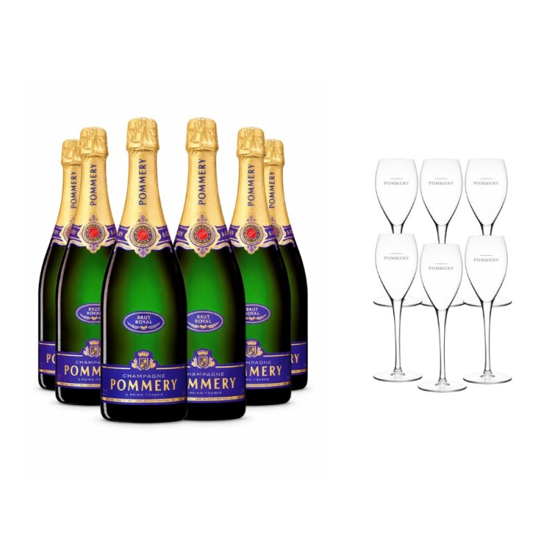Pommery Brut Royal 6 botellas + 6 copas Pommery Brut Royal 6 botellas + 6 copas