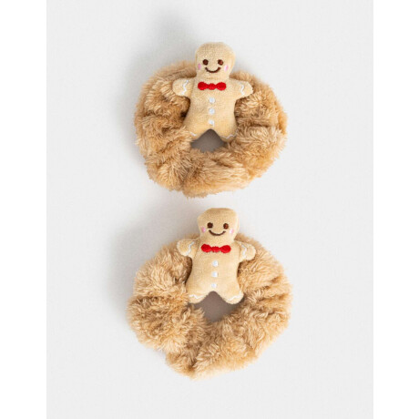 Set De Scrunchies Navideñas Marron Beige