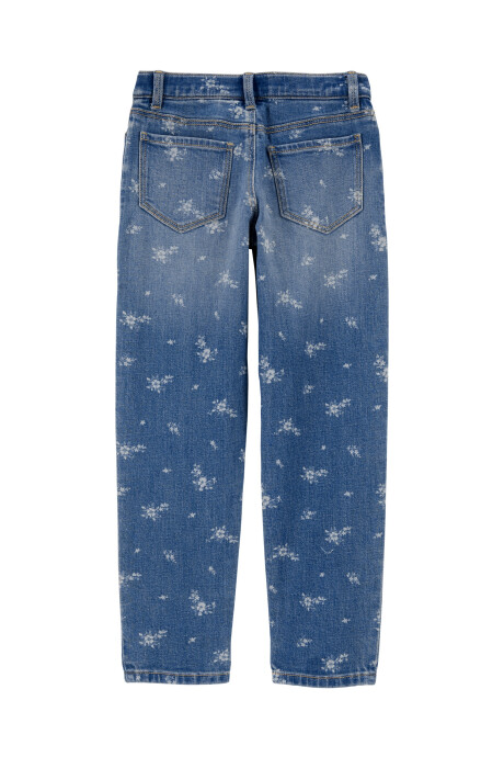 Pantalón jean de corte holgado, diseño floral Pantalón jean de corte holgado, diseño floral