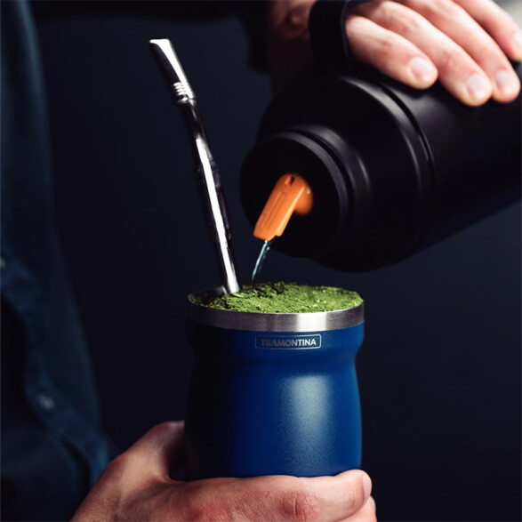 Kit de termo ppl + mate azul + bombilla -TRAMONTINA TF9014