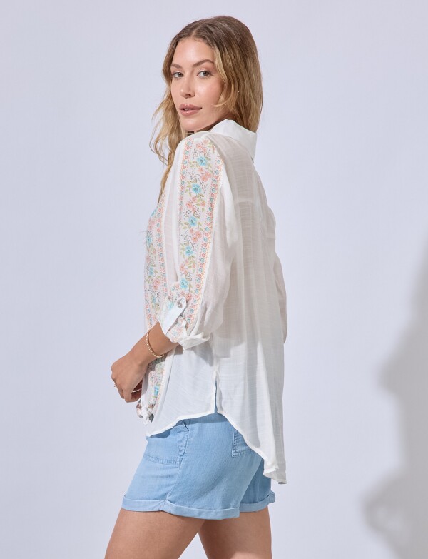 Camisa Flowers MULTI/BLANCO