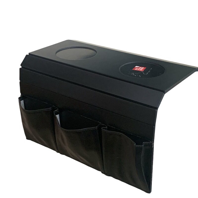 Bandeja para brazo del sofá con posavasos y guardado - Color Negro Bandeja para brazo del sofá con posavasos y guardado - Color Negro