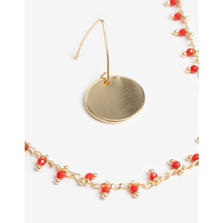 Set De Aros Chapones Y Collar Beads Dorado