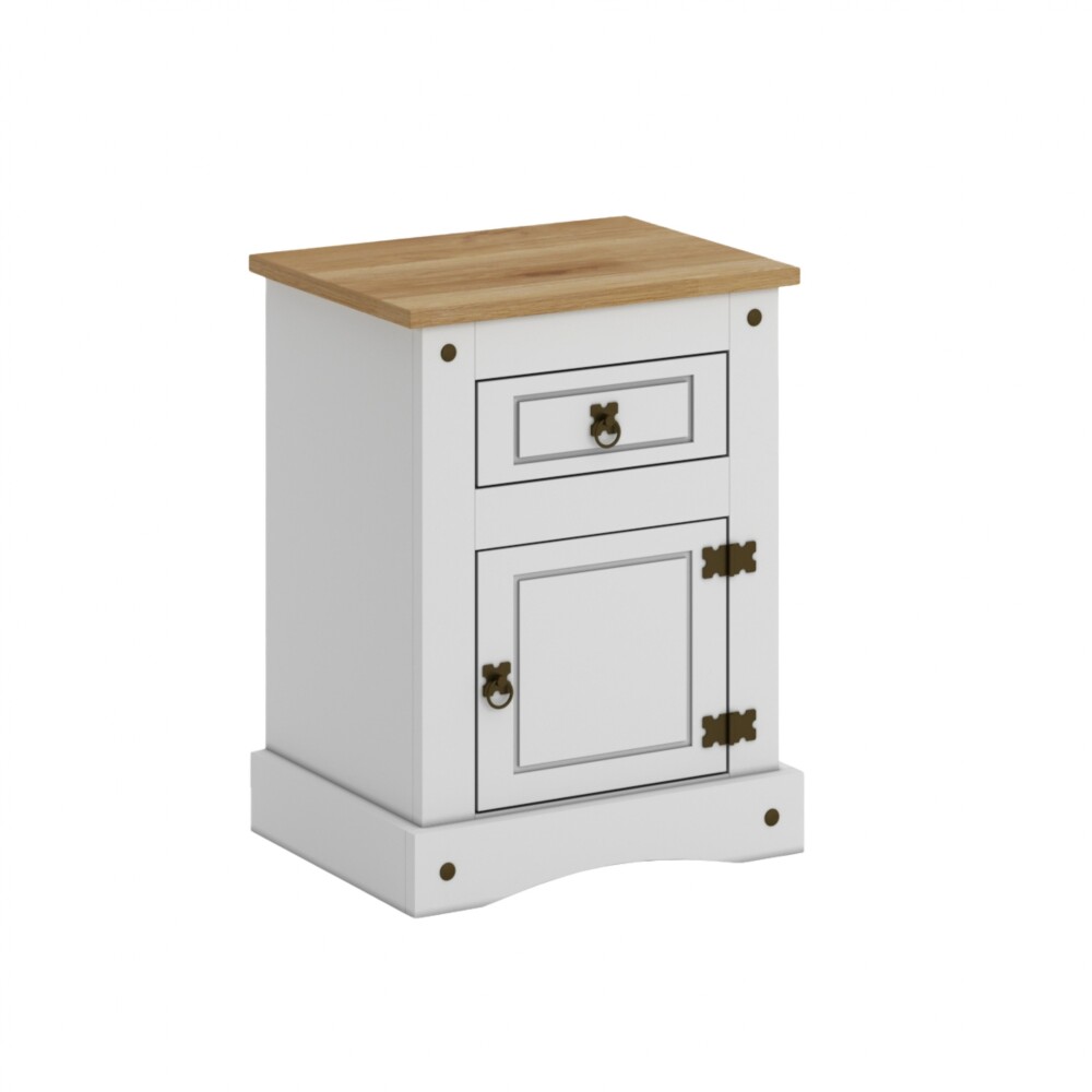 Mesa de luz 1 puerta 1 cajon - Linea mexicana Blanco