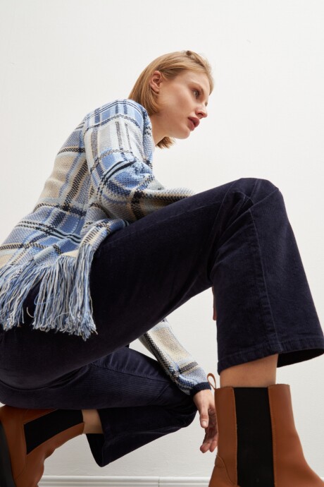 Pantalón recto de pana azul marino