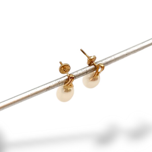 Caravanas Perlas Colgante - Oro bajo - Perla de río - CA8244 conperla