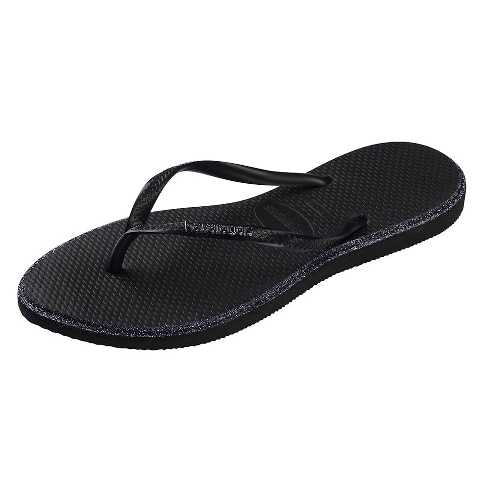 Sandalias Havaianas Slim Point Glitter Mujer Negro/Negro