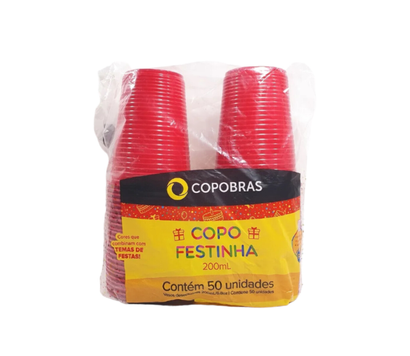 Vasos Descartable Copobras 200 ml x 50 Color - Rojo 