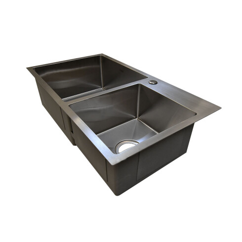 Pileta De Cocina Acero Inoxidable Doble 82X46X22Cm Bajo/Sobre Mesada Incluye Desague Y Canastilla Aqualia 000