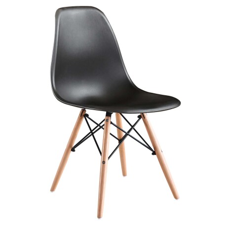 SILLA DE COMEDOR POLIPROPILENO-Y-MADERA NEGRO ESTILO EAMES