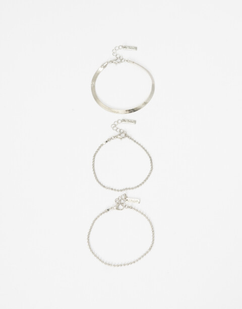 Pulseras Flexibles Sets Metal Set De Pulseras Metálicas - Plateado Rodio