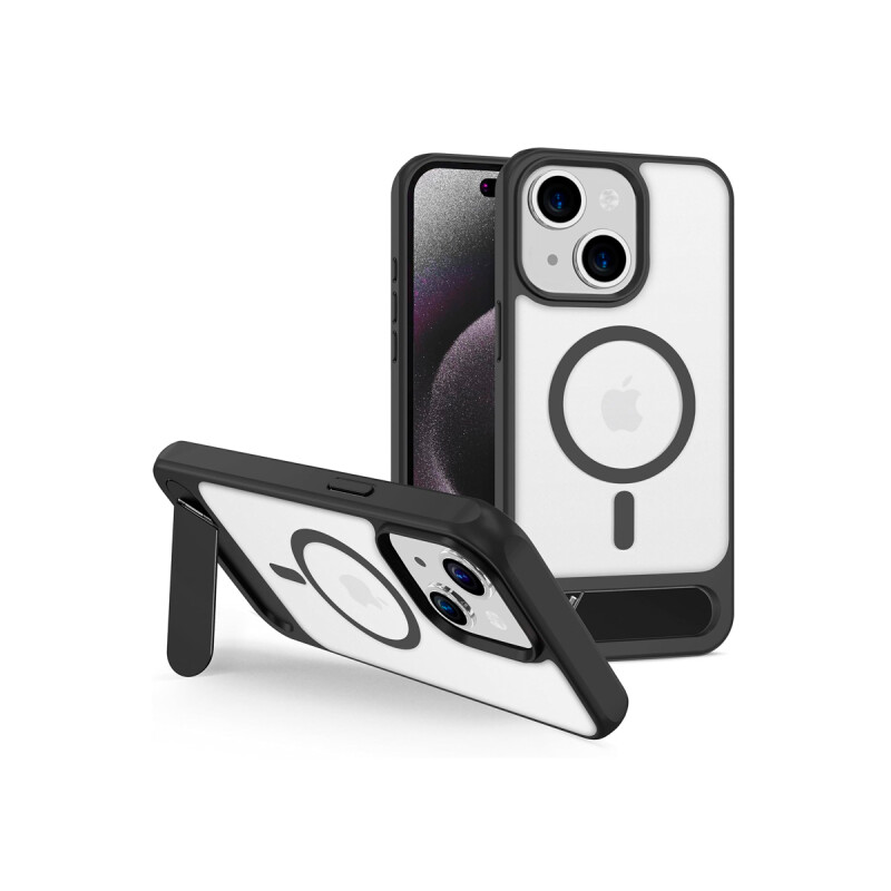 Protector para iPhone 15 con MagSafe y soporte negro Protector Para Iphone 15 Con Magsafe Y Soporte Negro