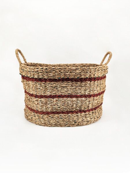 CANASTO OVALADO CON ASAS MARRON