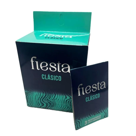 Preservativo FIESTA (DISPLAY 12 Cajitas de 3) Clásico