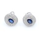 Caravanas en oro 18k blanco, brillantes y zafiro oval Caravanas en oro 18k blanco, brillantes y zafiro oval