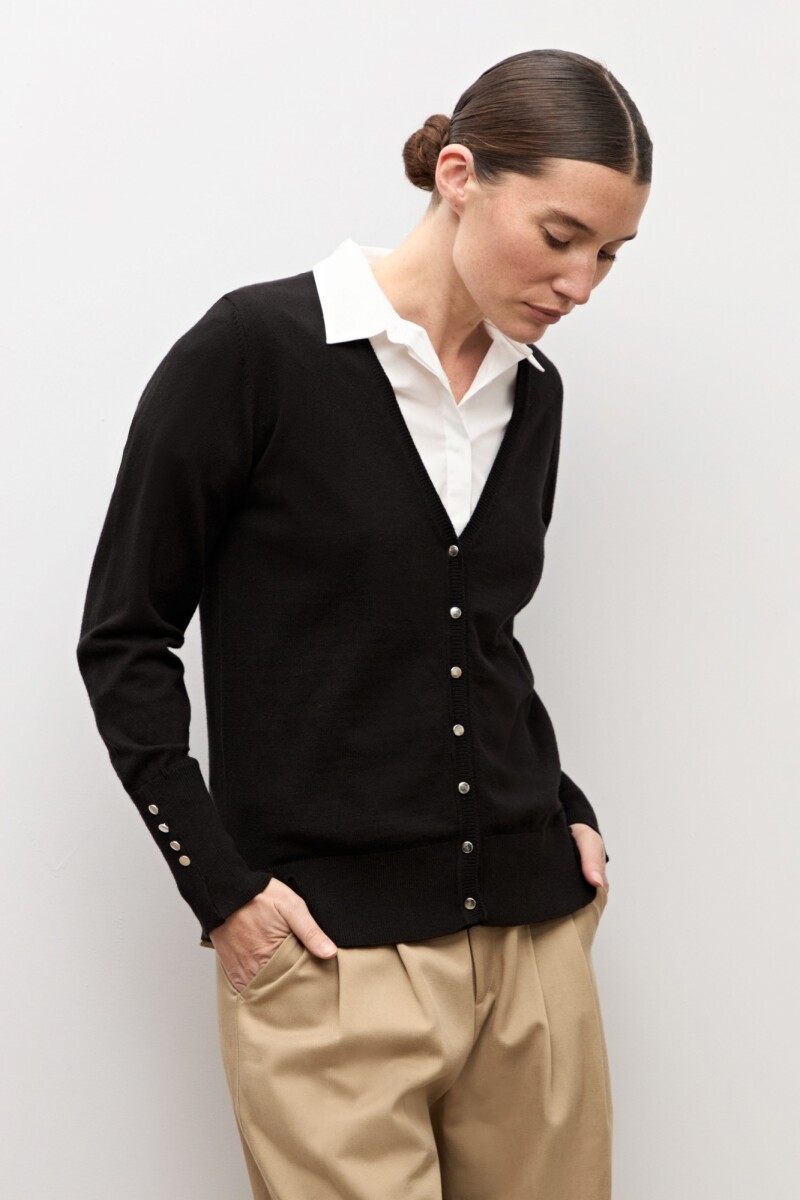 Cardigan abotonado negro