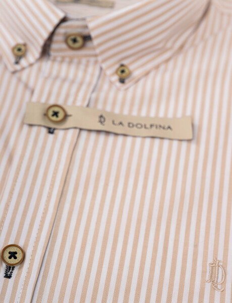 Camisa m/ rayada beige