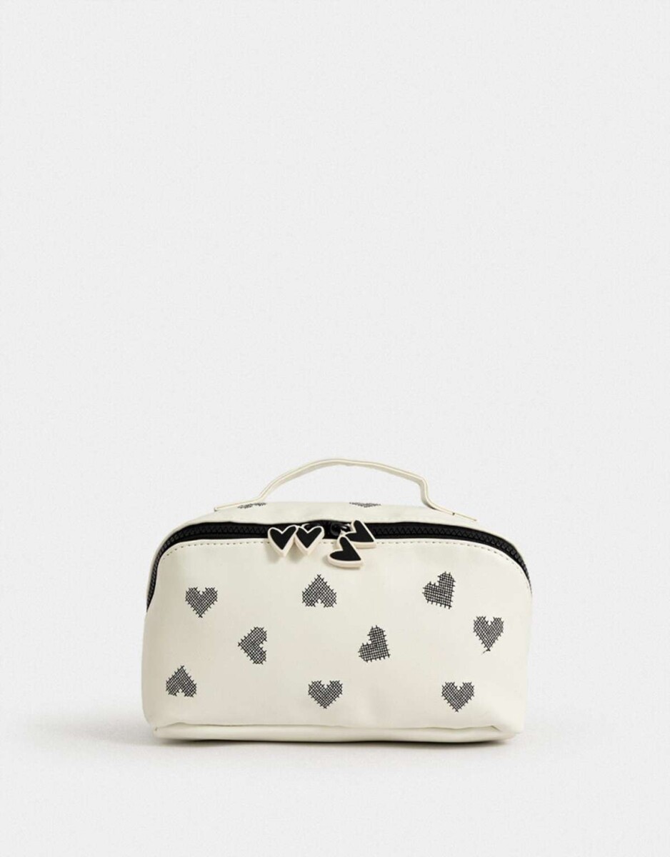 Portacométicos Valija Flores - Blanco Crudo 