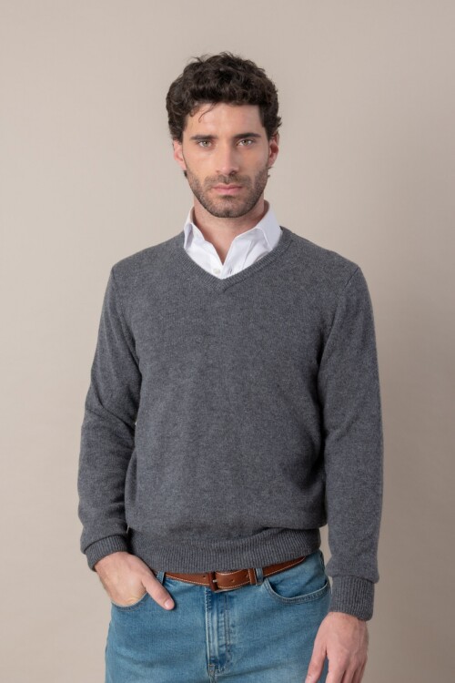 Sweater V lambswool Gris