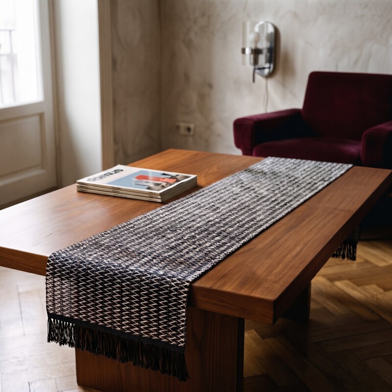 Sendero caminero de mesa tejido Bali 30x150cm Negro