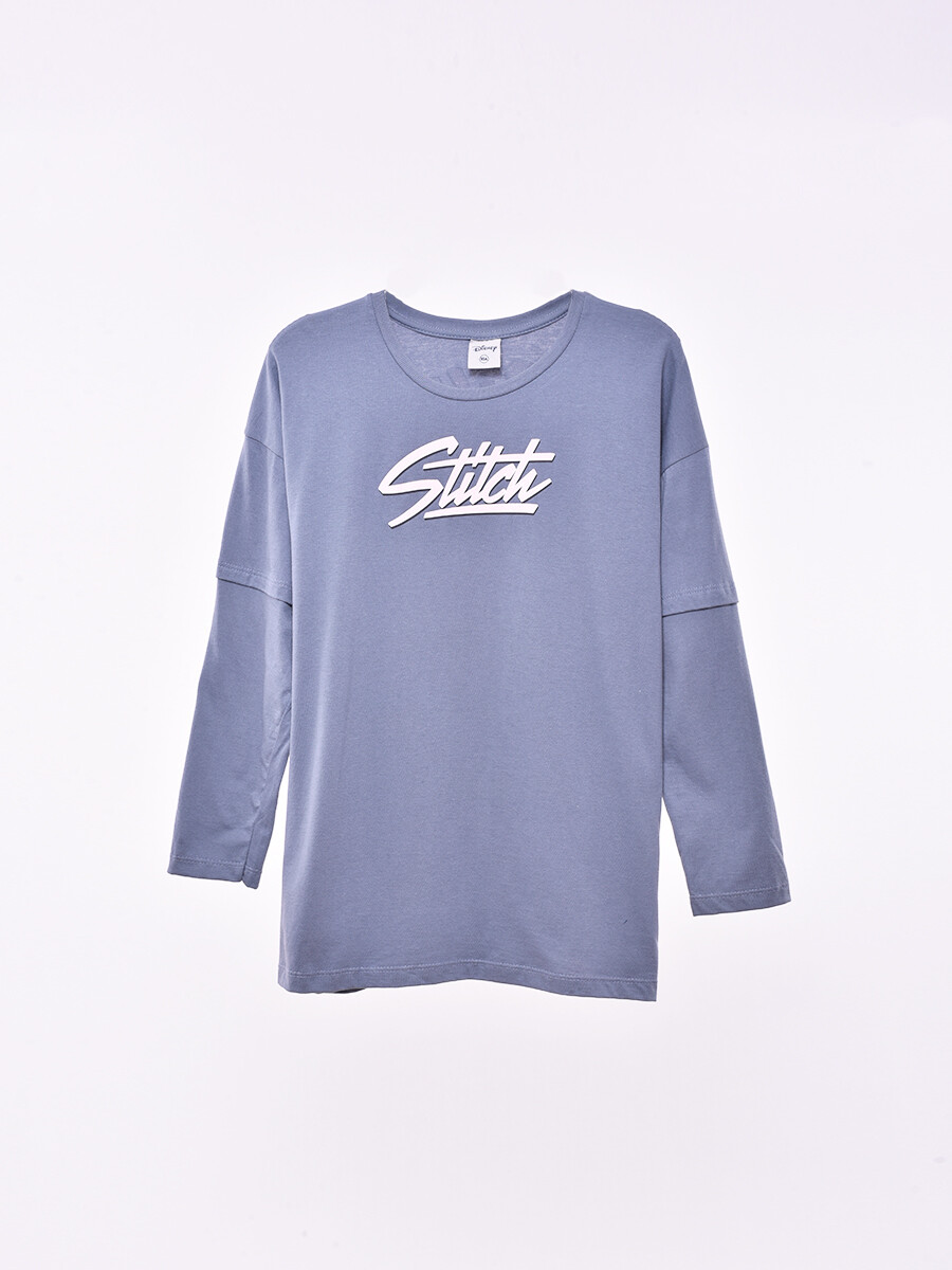 REMERA STITCH PALM - GRIS 
