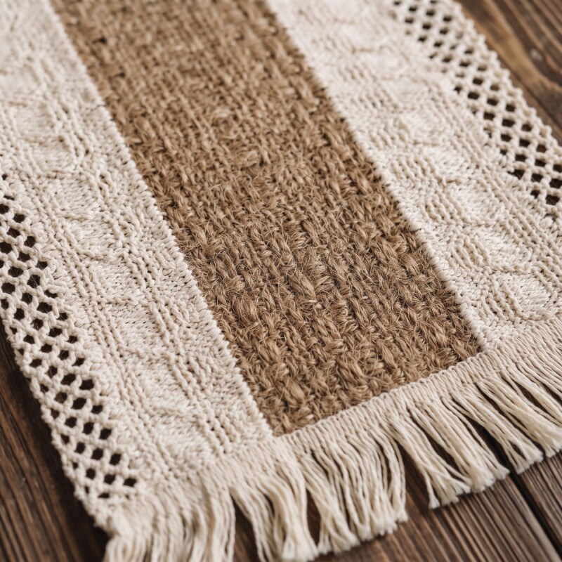 Sendero caminero de mesa tejido Menorca 30x180cm Marrón