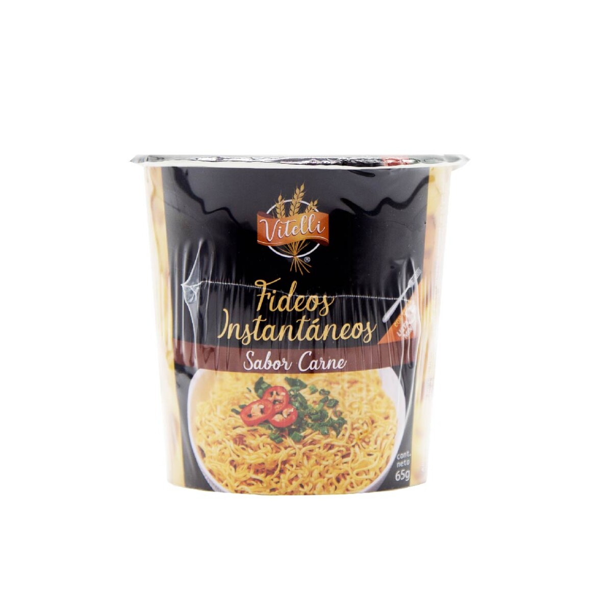 FIDEO EN VASO VITELLI CARNE 65GRS INSTANTANEO 