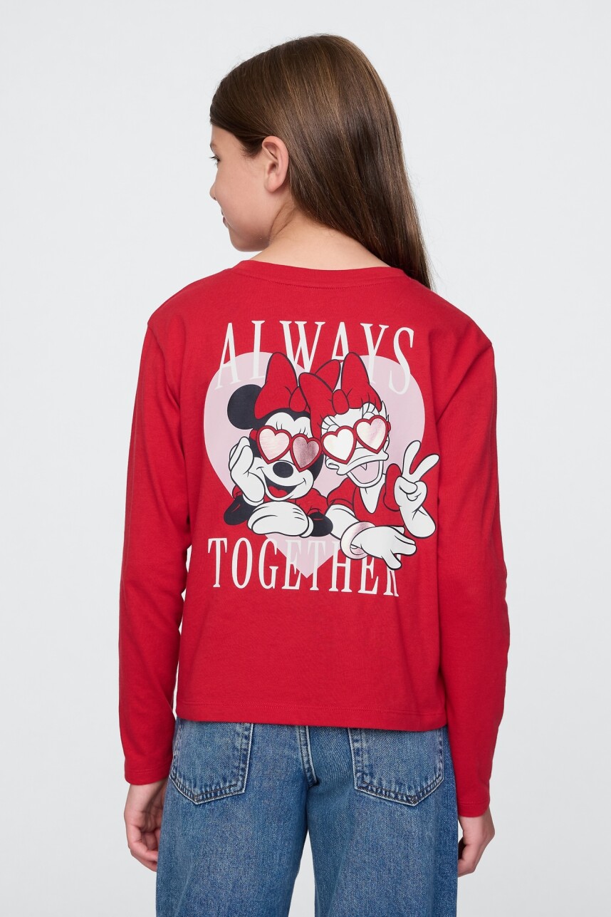 Remera Gráfico Manga Larga Niña Modern Red